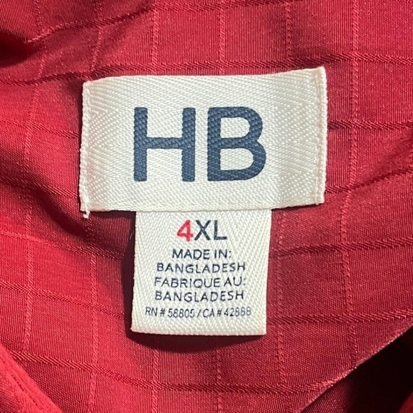 HB Harbor Bay Burgundy Red Short Sleeve Men's Shirt Weave Pattern 4 XL - Picture 4 of 5